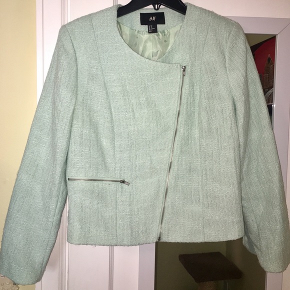 H&M Jackets & Blazers - Mint Motorcycle Tweed Jacket